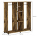 Rustic Brown Open Double Wardrobe with Mobile Storage Shelves and 6 Wheels by HOMCOM