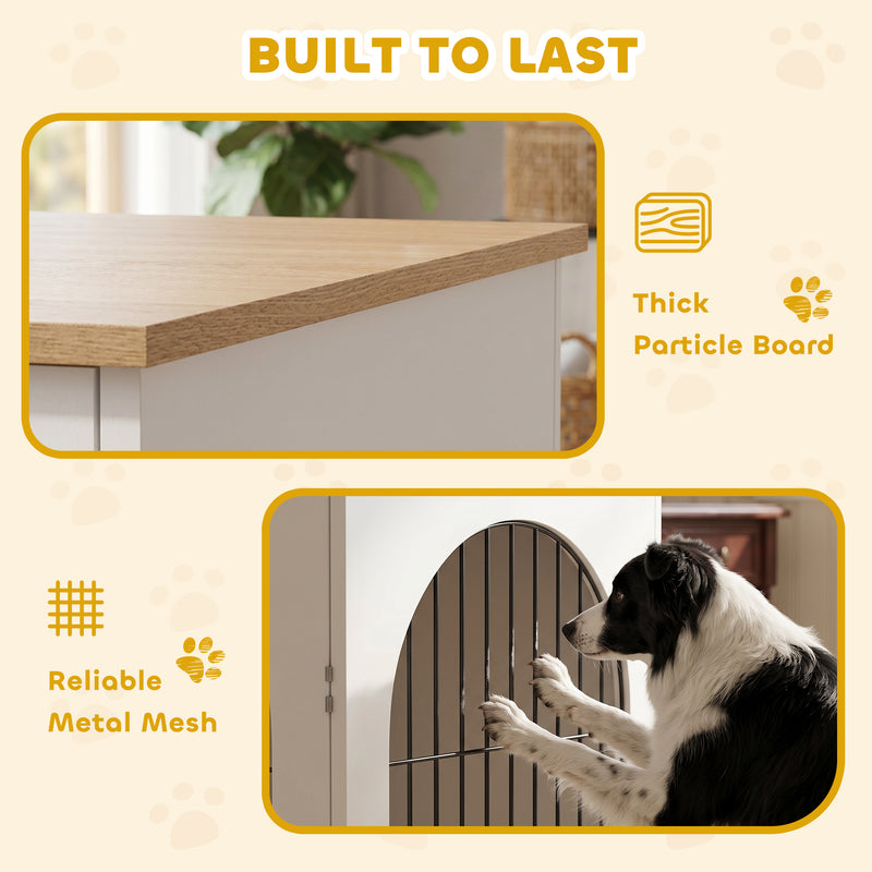 Dog Crate Side Table for Large Dogs Up to 30 kg Space Saving Indoor Furniture White