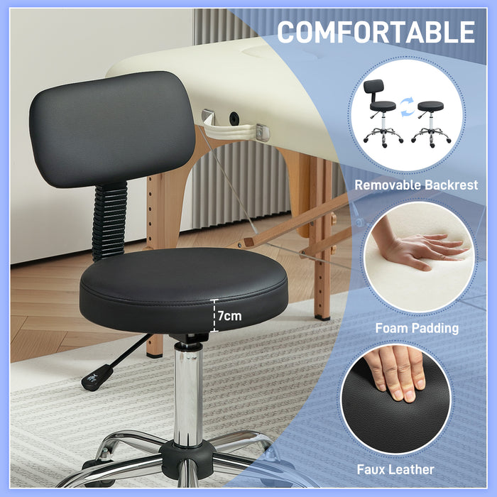 Black Swivel Salon Stool with 360° Rotating Seat and Adjustable Height by HOMCOM