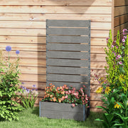 Grey Garden Planter Box with Back Trellis for Climbing Plants Outdoor Patio Display