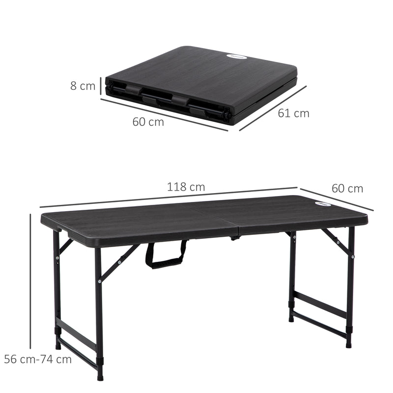 Foldable Patio Dining Table for 4 with Height Adjustable Legs for Garden or Lawn, Dark Grey
