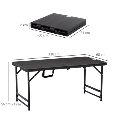 Foldable Patio Dining Table for 4 with Height Adjustable Legs for Garden or Lawn, Dark Grey Outsunny