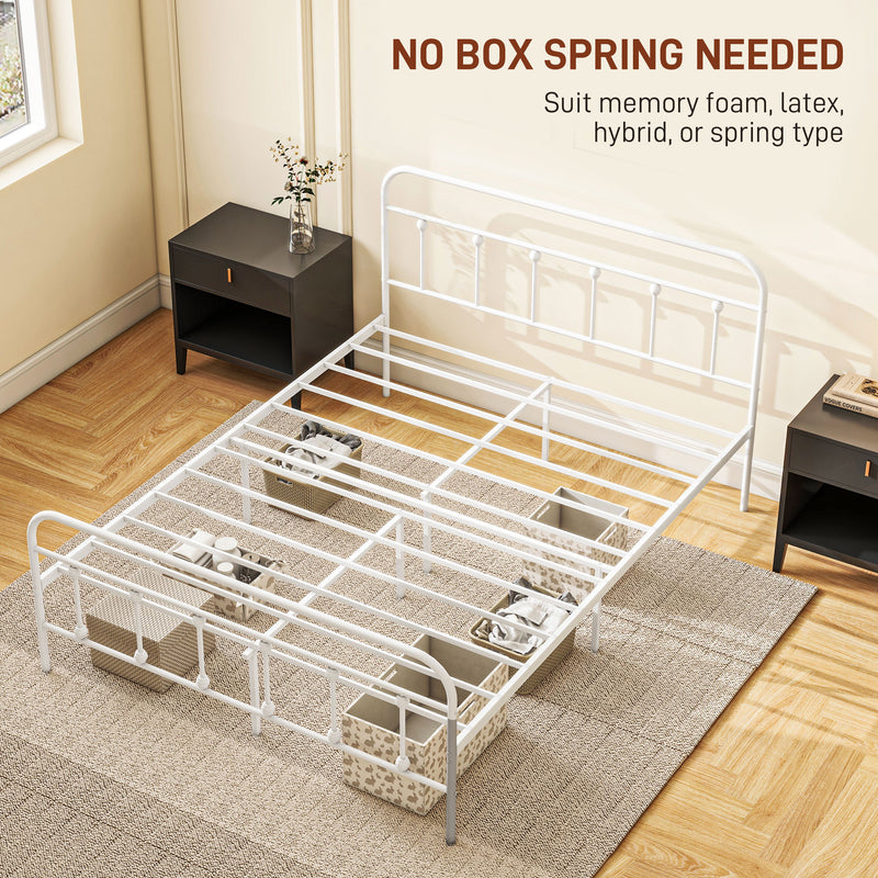 Double Metal Bed Frame with Minimalist Design for Modern Bedrooms White