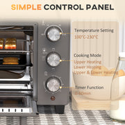 21L Mini Countertop Oven with Adjustable Temperature for Fast Cooking Grey