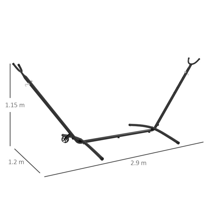 Adjustable Black Hammock Stand With Wheels And Carry Bag For Garden Or Camping Use