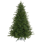 6ft wide green artificial Christmas tree on a metal stand, studio shot