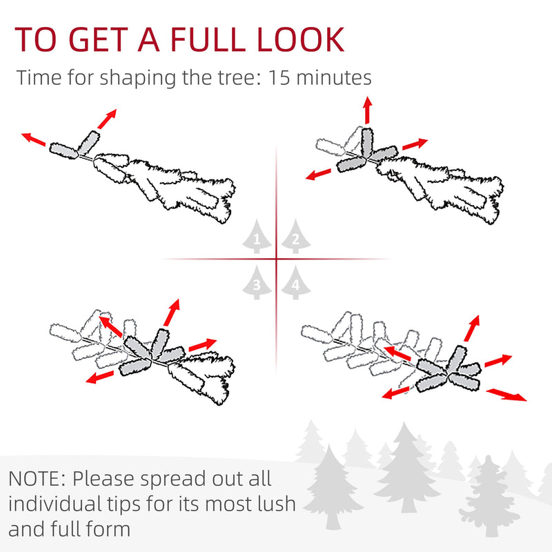 Shaping guide showing how to spread out the branch tips, with a 15 minute suggested shaping time