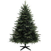 6ft artificial spruce Christmas tree on a black metal stand against a plain white background