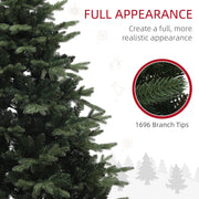 Close-up of dense spruce branch tips with a 1696 branch tips callout