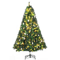 6ft pre-lit Christmas tree with warm white LEDs and gold and silver ornaments on a black metal stand
