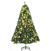 6ft pre-lit Christmas tree with warm white LEDs and gold and silver ornaments on a black metal stand