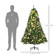 Dimensions diagram showing the tree at 1.8 m tall and 1.12 m wide next to a 6ft human silhouette