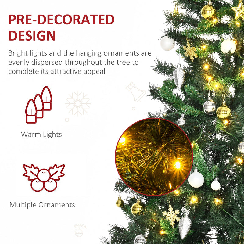 Pre-decorated design panel showing warm lights and ornaments spread through the branches