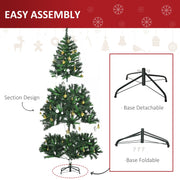 Easy assembly panel showing the tree in three sections with a detachable and a foldable base option