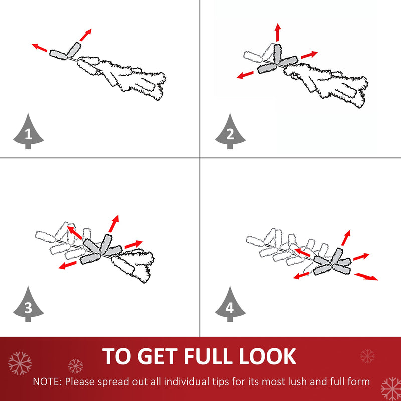 Four-step diagram showing how to spread out the branch tips for a full look