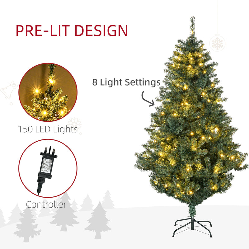 Pre-lit design panel showing 150 LED lights, 8 light settings and the light controller