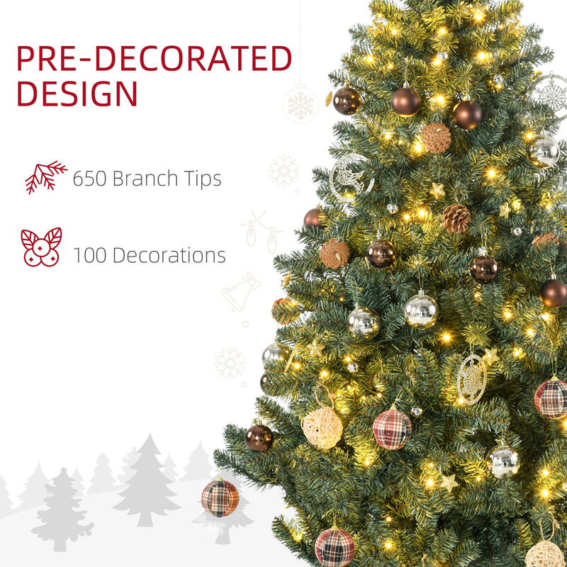 Close-up of baubles and ornaments on the branches with 650 branch tips and 100 decorations noted