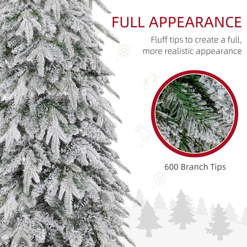 Close-up of flocked branches with a 600 branch tips callout
