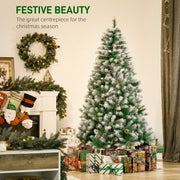 Tree in a living room with a wreath and stockings and a festive beauty caption