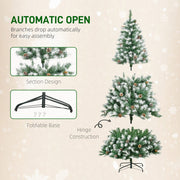 Automatic open graphic showing hinged branch sections and the foldable base