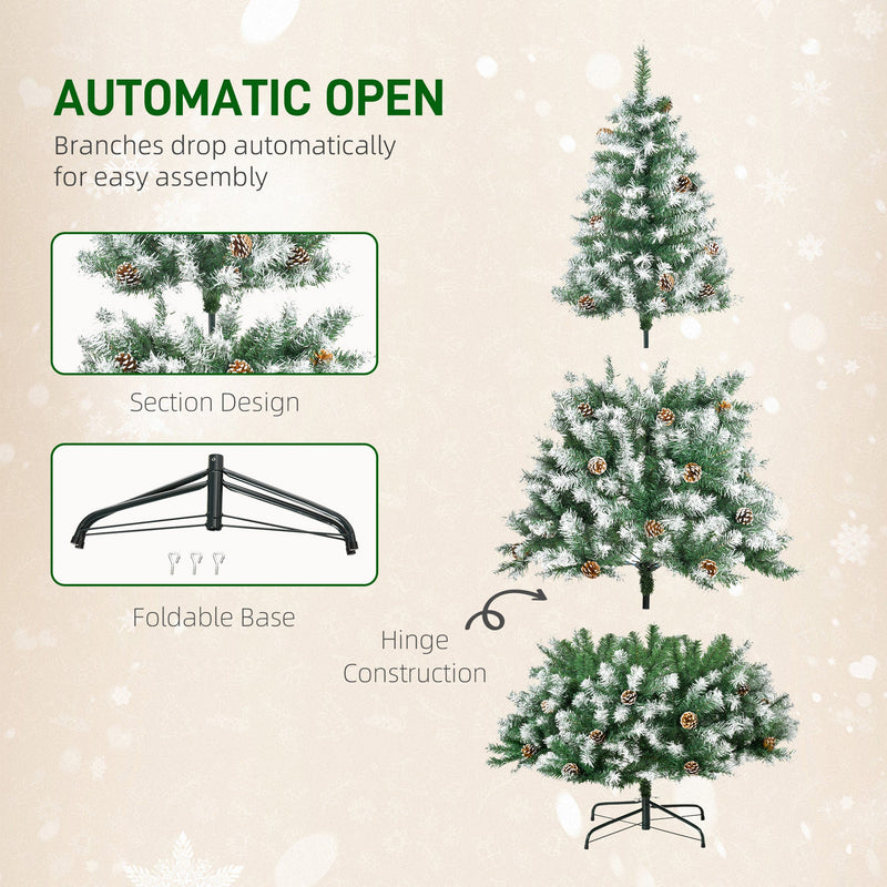 Automatic open graphic showing hinged branch sections and the foldable base