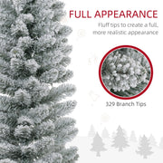 Close-up of snow-flocked branch tips with a 329 branch tips callout