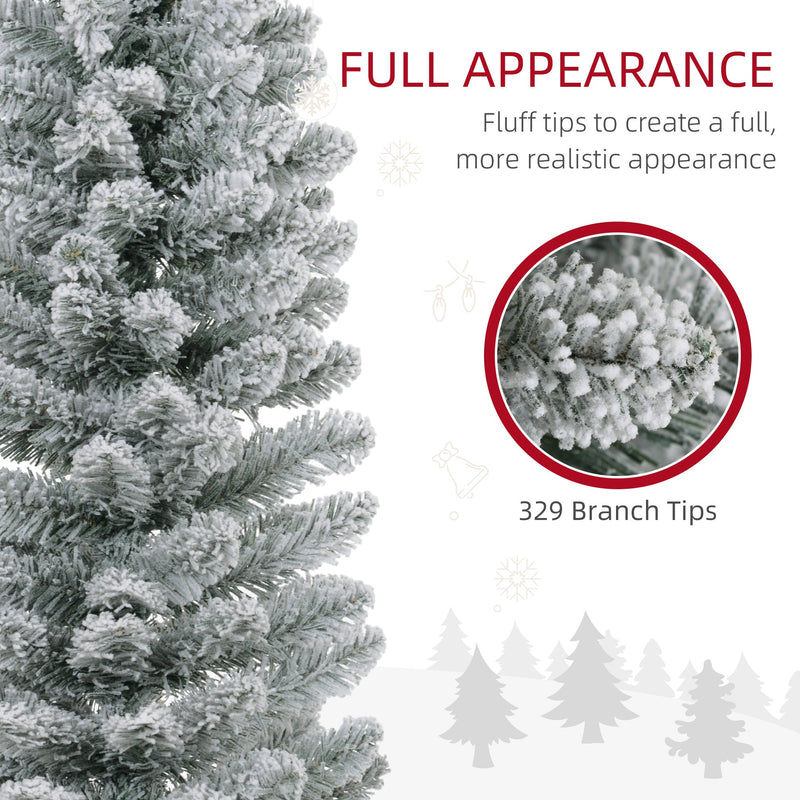 Close-up of snow-flocked branch tips with a 329 branch tips callout
