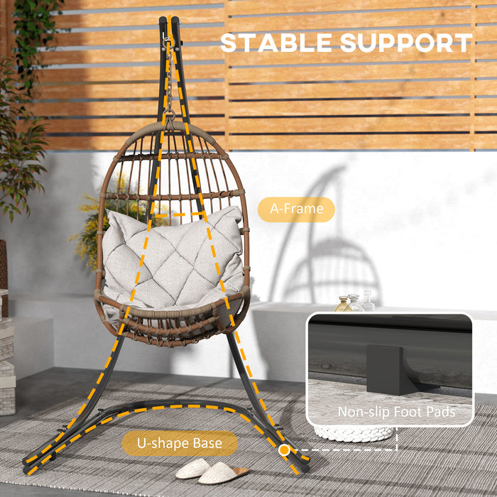 Black Heavy Duty Hanging Egg Chair Stand with Extra Large Base 150kg Capacity by Outsunny