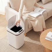 12L Touchless Kitchen Bin with Motion Sensor and Fingerprint Resistant Steel White AOSOM