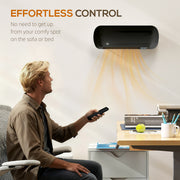 2000W Wall Mounted Ceramic Heater With Fan And Adjustable Thermostat For Home Use, Black