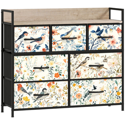 7 Drawer Chest of Drawers with Spacious Storage for Bedroom or Living Room White