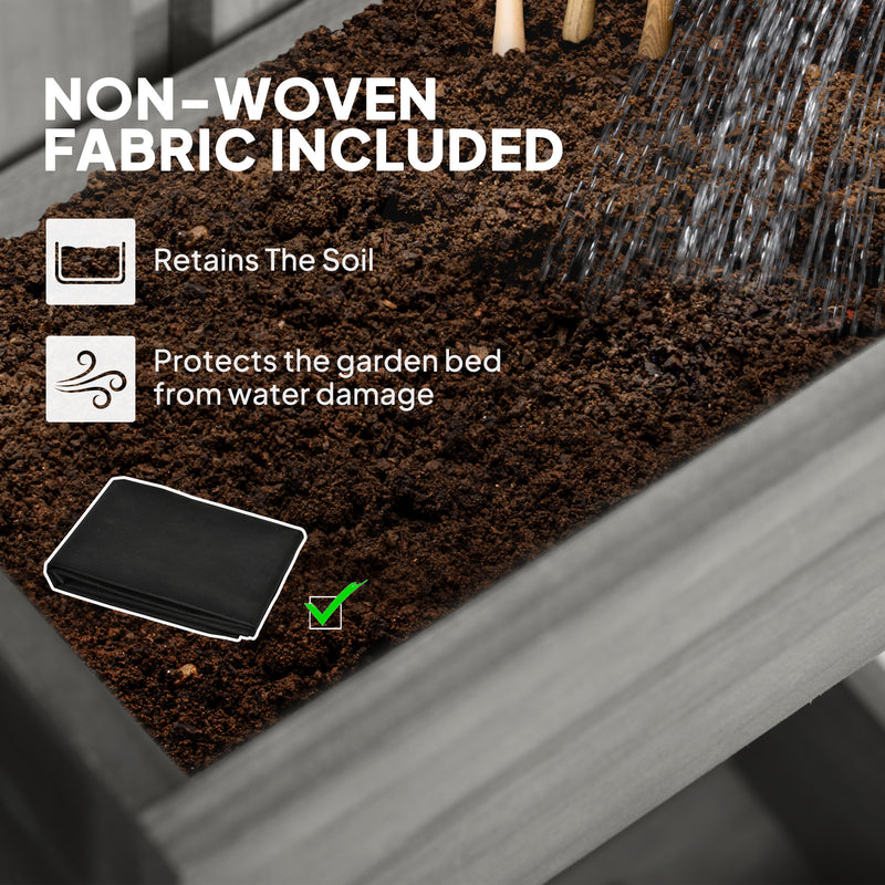 Wall Mounted Wooden Garden Planter with Trellis and Drainage Holes Grey by Outsunny