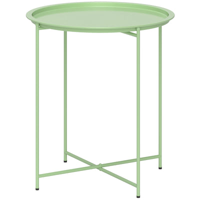 Green Steel Round Garden Table with Removable Tray Top by Outsunny