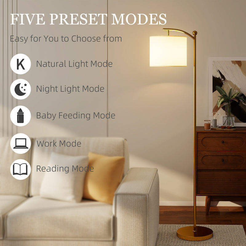 LED Floor Lamp with Remote Control for Living Room Ambient Light Gold Tone AOSOM