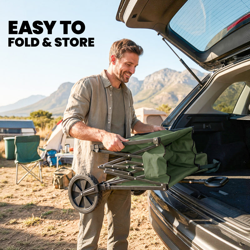 Folding Festival Trolley for Camping and Garden with 100 kg Capacity Dark Green Outsunny