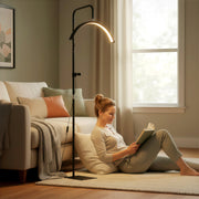 Dimmable Half Moon Floor Lamp With Phone Holder For Beauty Treatments Black AOSOM
