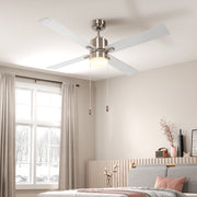 Ceiling Fan with LED Light and Reversible Blades Ideal for Low Ceilings Silver Natural AOSOM