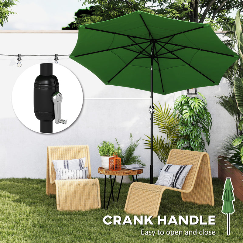 Garden Parasol with Adjustable Tilt and Three-Tier Ventilated Canopy for Cool Shade Green Outsunny