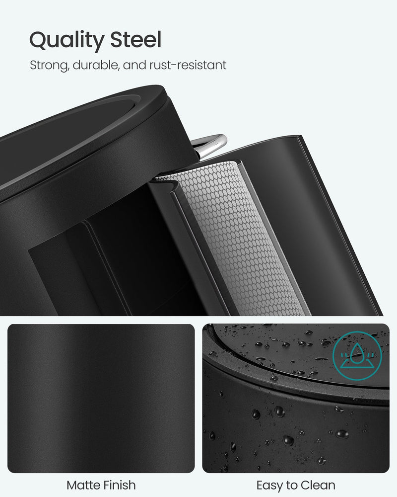 Removable plastic inner bucket lifted out of the bathroom bin