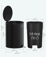 Bathroom bin with lid open showing the inner bucket