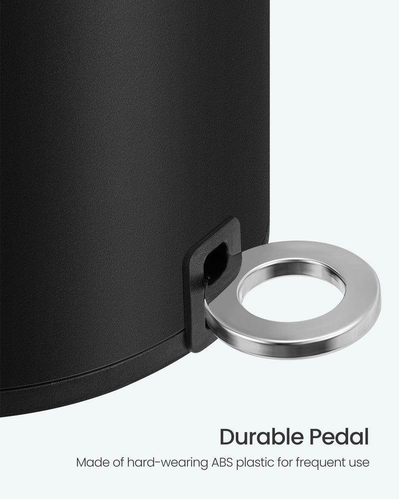 Dimensions overview of the 6L ink black bathroom bin