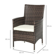 Set of 4 Brown Rattan Garden Dining Chair Set With Cream Cushions Ideal For Patio Or Outdoor Lounging