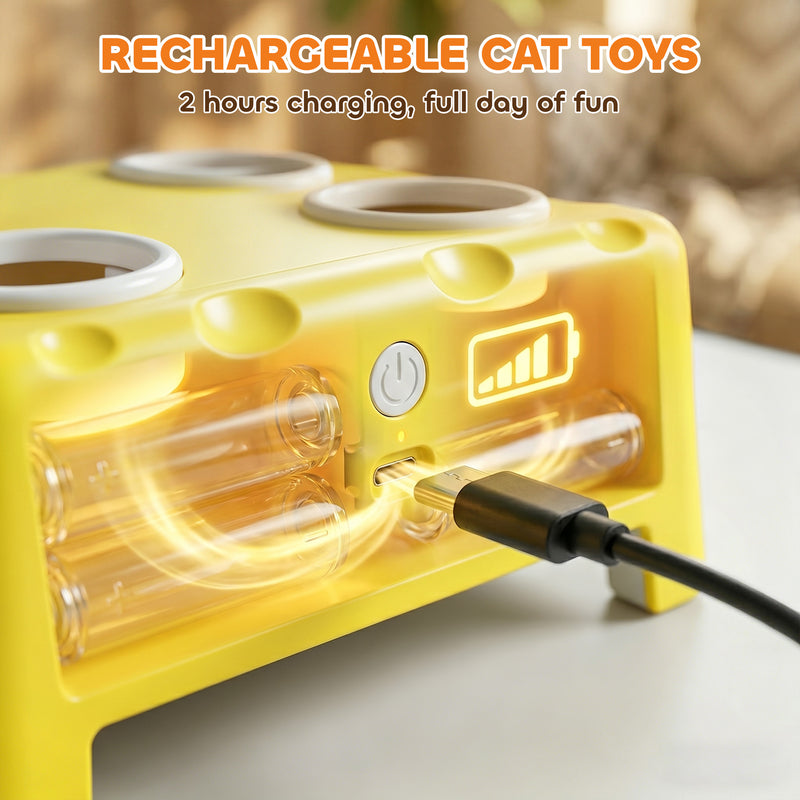 Automatic Interactive Cat Toy for Indoor Play and Boredom Relief Yellow White Pawhut