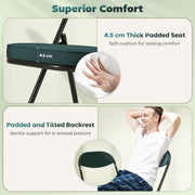 Set of Four Folding Corduroy Dining Chairs Ideal for Small Spaces and Extra Seating Blue