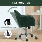 Dark Green Velvet Swivel Office Chair with Padded Seat and Adjustable Height Support