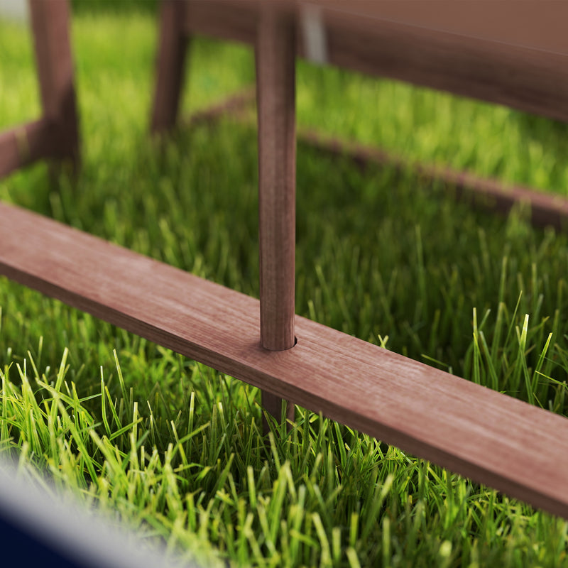 Kids Garden Table and Bench Set with Cushions and Removable Umbrella for Outdoor Play Navy Blue