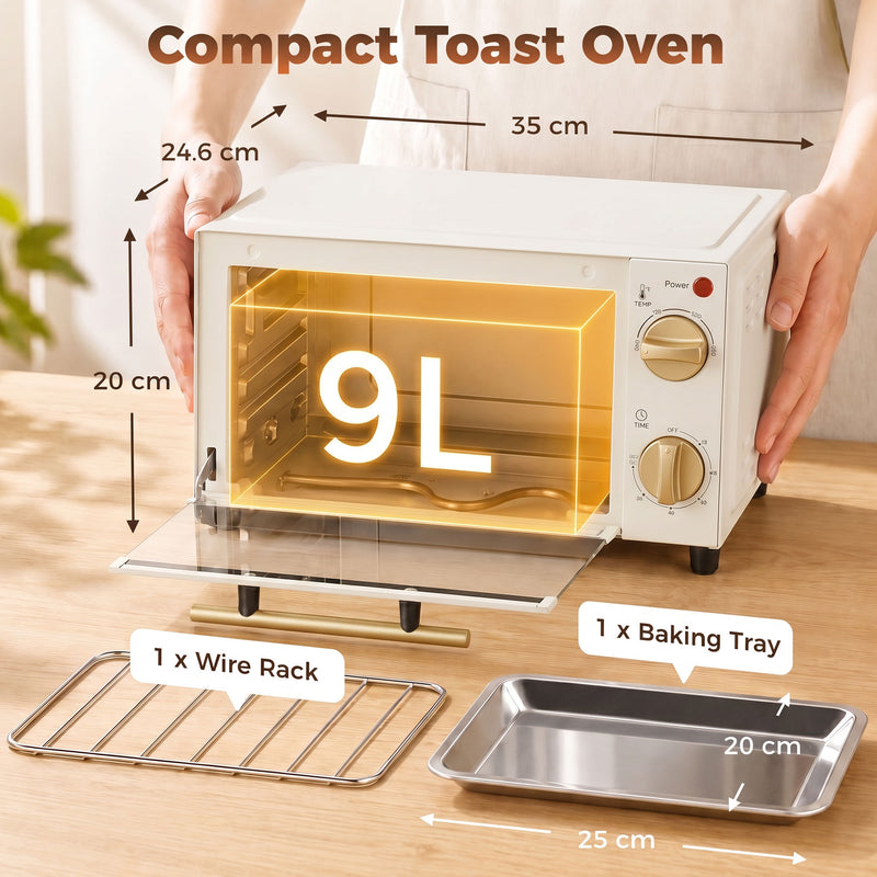 Mini Electric Oven for Quick Meals in Small Kitchens with Removable Tray White