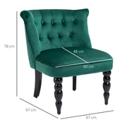 Velvet Wingback Accent Chair with Wooden Legs for Living Room or Bedroom Green
