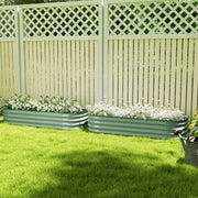 Green Galvanised Metal Raised Garden Beds Pack of 2 for Flowers Herbs and Succulents
