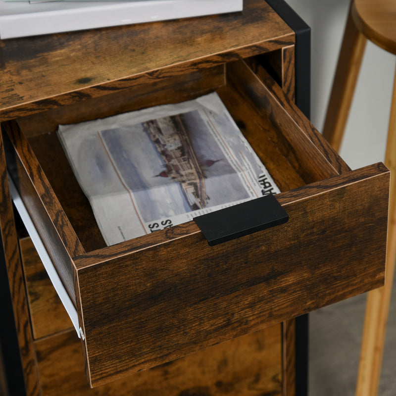 Set of 2 Industrial 3 Drawer Storage Chests With Metal Frame For Bedroom Or Lounge Rustic Brown